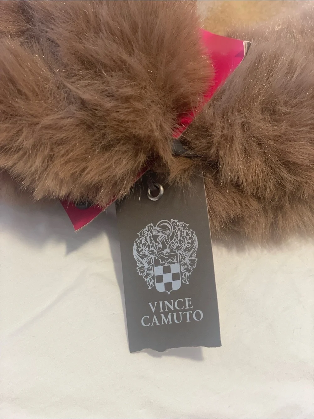 Vince Camuto Brown Faux Fur Cuff Suede Gloves